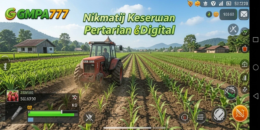 Screenshot gameplay GEMPA777 menunjukkan aktivitas bertani yang interaktif.