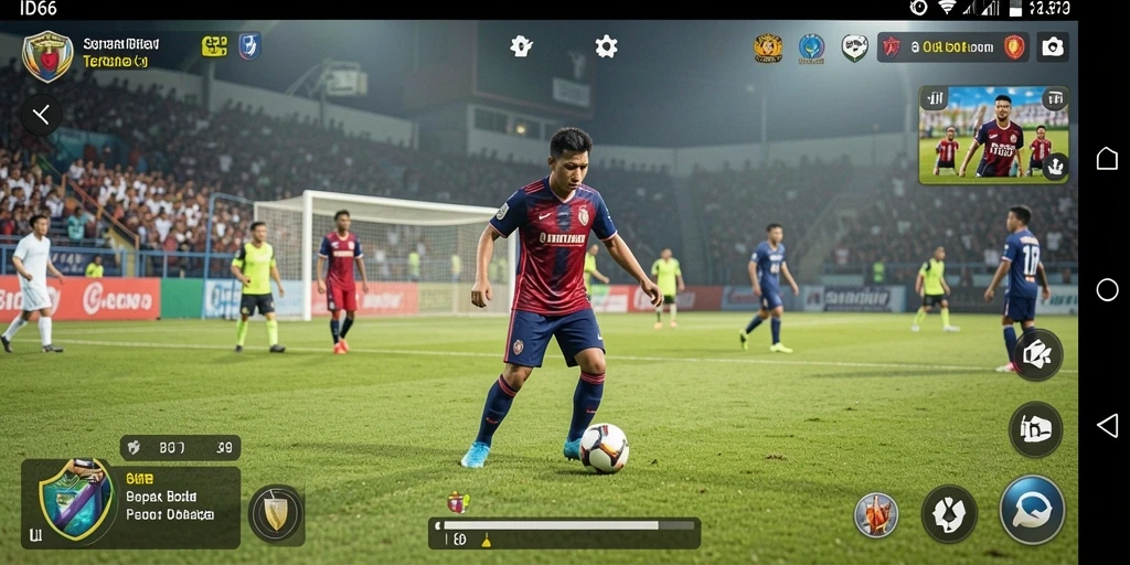 Tangkapan layar ID66 menunjukkan aksi seru permainan sepak bola.