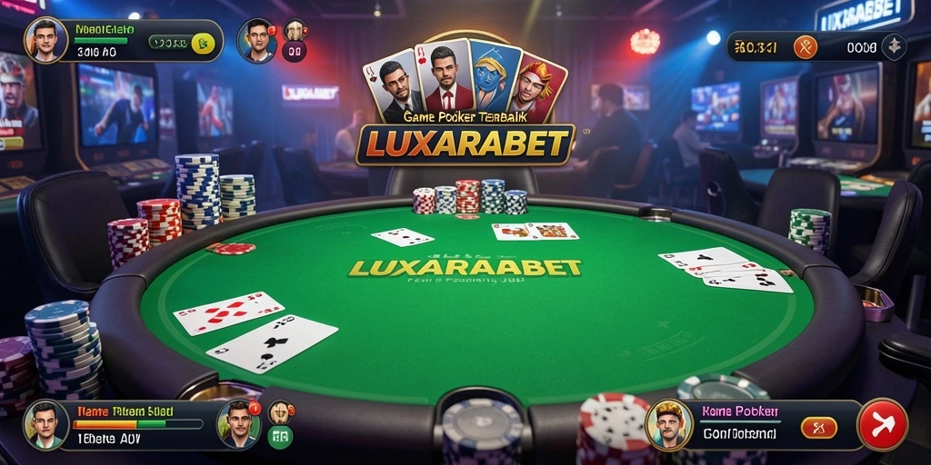 Tampilan gameplay Poker di LUXARABET yang menarik dan kompetitif.