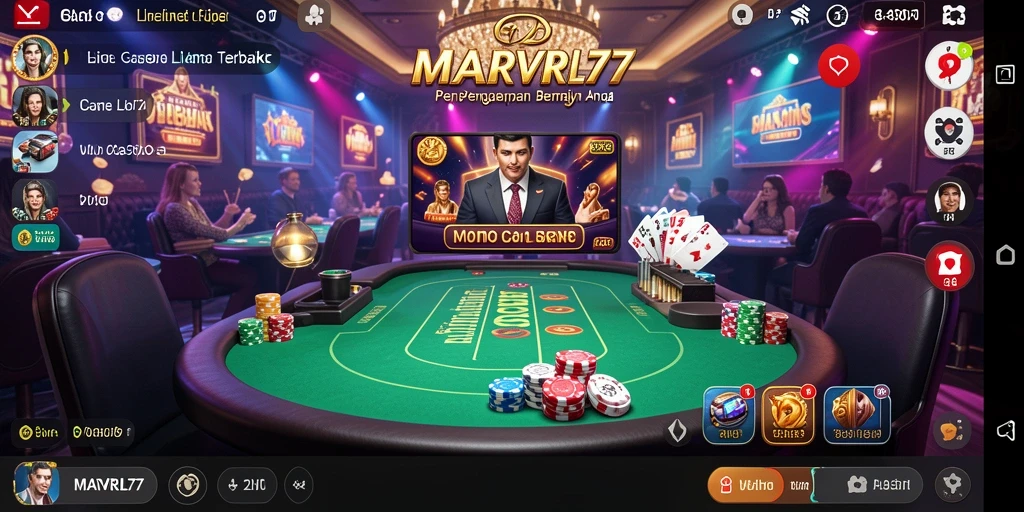 Gameplay menarik di MARVRL77 dengan dealer langsung dan interaksi pemain.