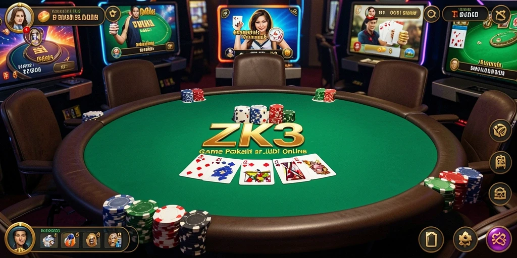 Screenshot gameplay ZK3 yang menampilkan aksi Poker seru.